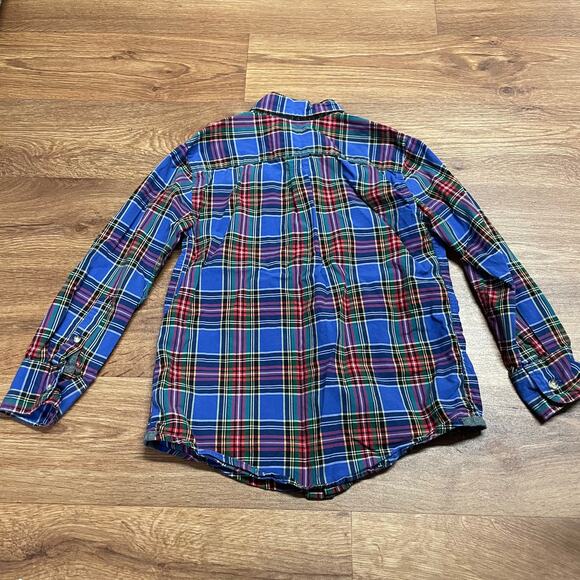 Crewcuts Boys Blue Plaid Long Sleeve Button Up Shirt Size Small 6/7 J.Crew - Picture 2 of 8